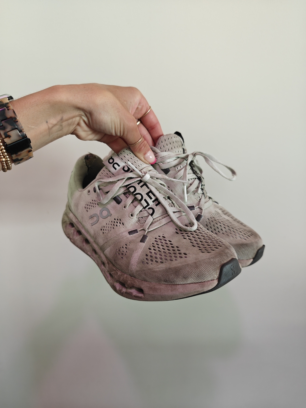 On Women's Cloud Running Shoes in Dusty Pink